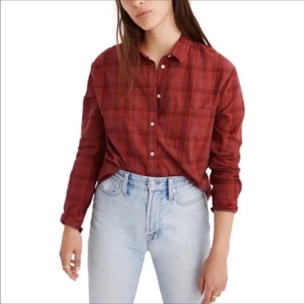Madewell OverSized Red Plaid Boyfriend ButtonDown